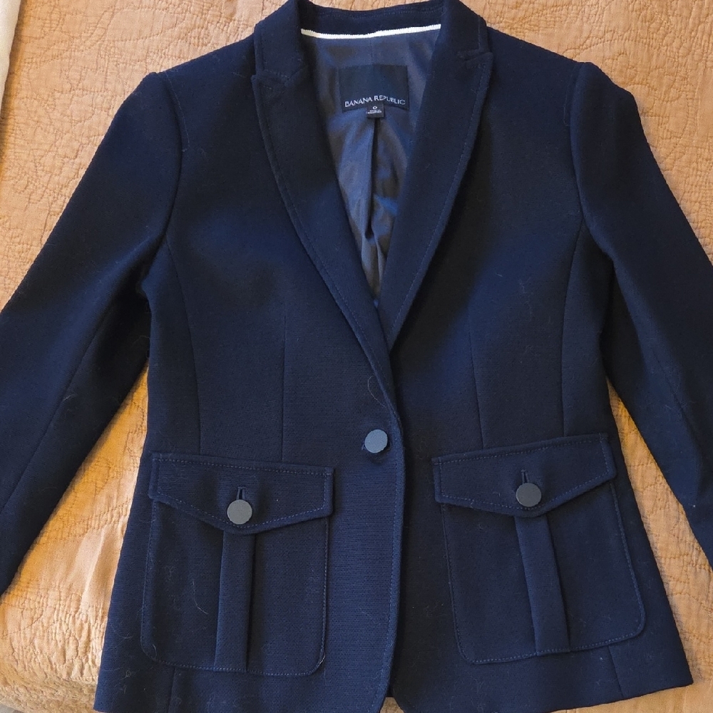 Banana Republic Navy Women's Tailored Single-Button Blazer